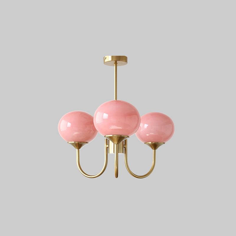 Alora Glass Chandelier, Pale Pink Shades, Copper or Chrome, 3 or 5 Lights