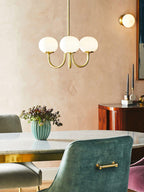 Alora Glass Chandelier, Pale Pink Shades, Copper or Chrome, 3 or 5 Lights