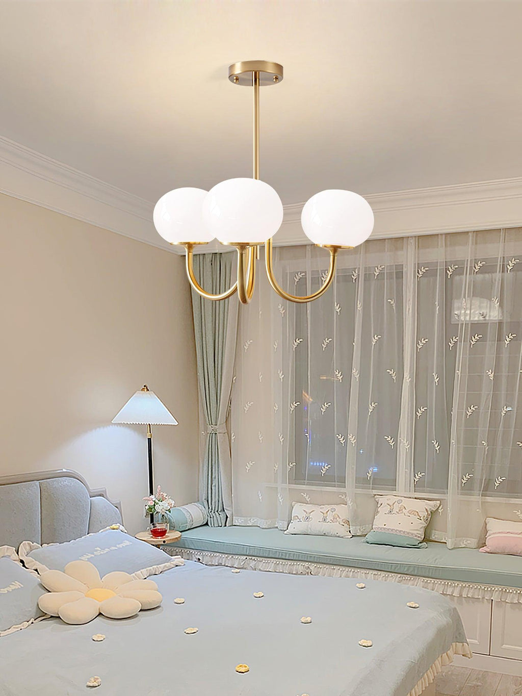 Alora Glass Chandelier, Pale Pink Shades, Copper or Chrome, 3 or 5 Lights