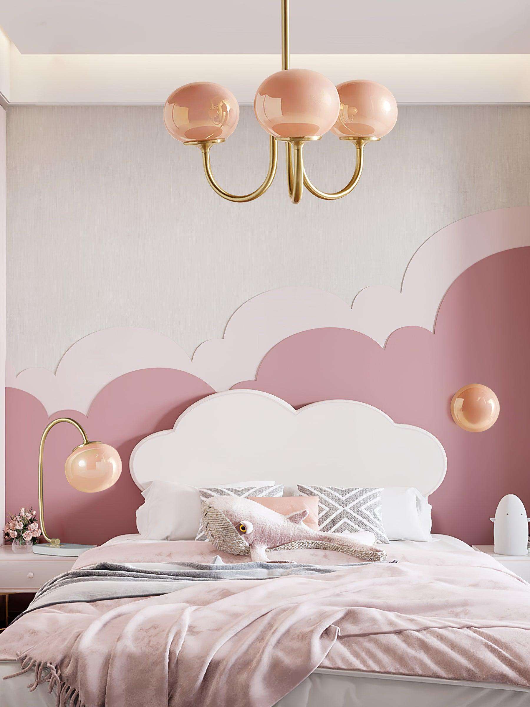 Alora Glass Chandelier, Pale Pink Shades, Copper or Chrome, 3 or 5 Lights