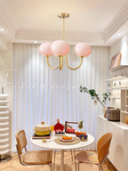 Alora Glass Chandelier, Pale Pink Shades, Copper or Chrome, 3 or 5 Lights