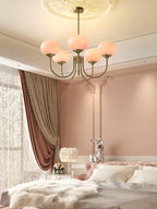 Alora Glass Chandelier, Pale Pink Shades, Copper or Chrome, 3 or 5 Lights