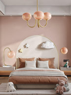 Alora Glass Chandelier, Pale Pink Shades, Copper or Chrome, 3 or 5 Lights