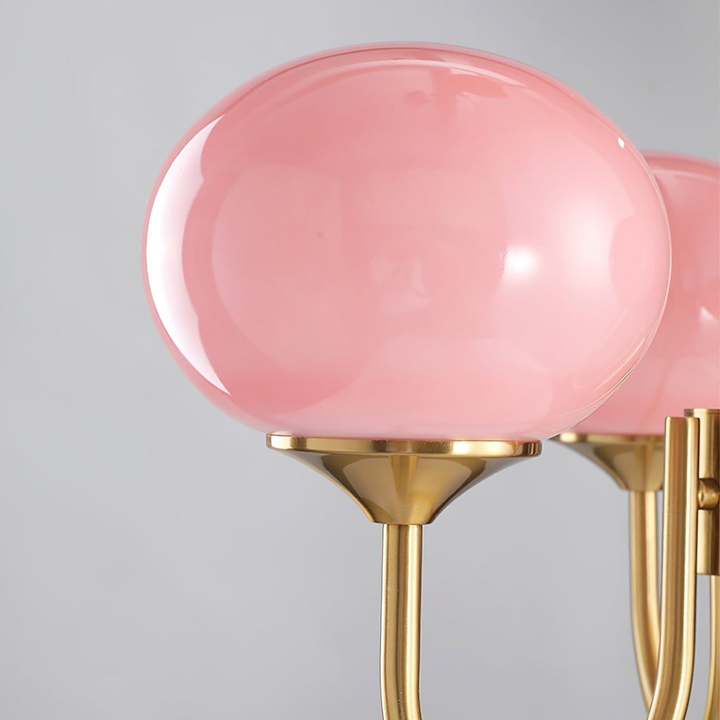 Alora Glass Chandelier, Pale Pink Shades, Copper or Chrome, 3 or 5 Lights