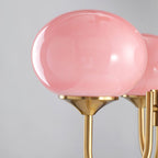 Alora Glass Chandelier, Pale Pink Shades, Copper or Chrome, 3 or 5 Lights