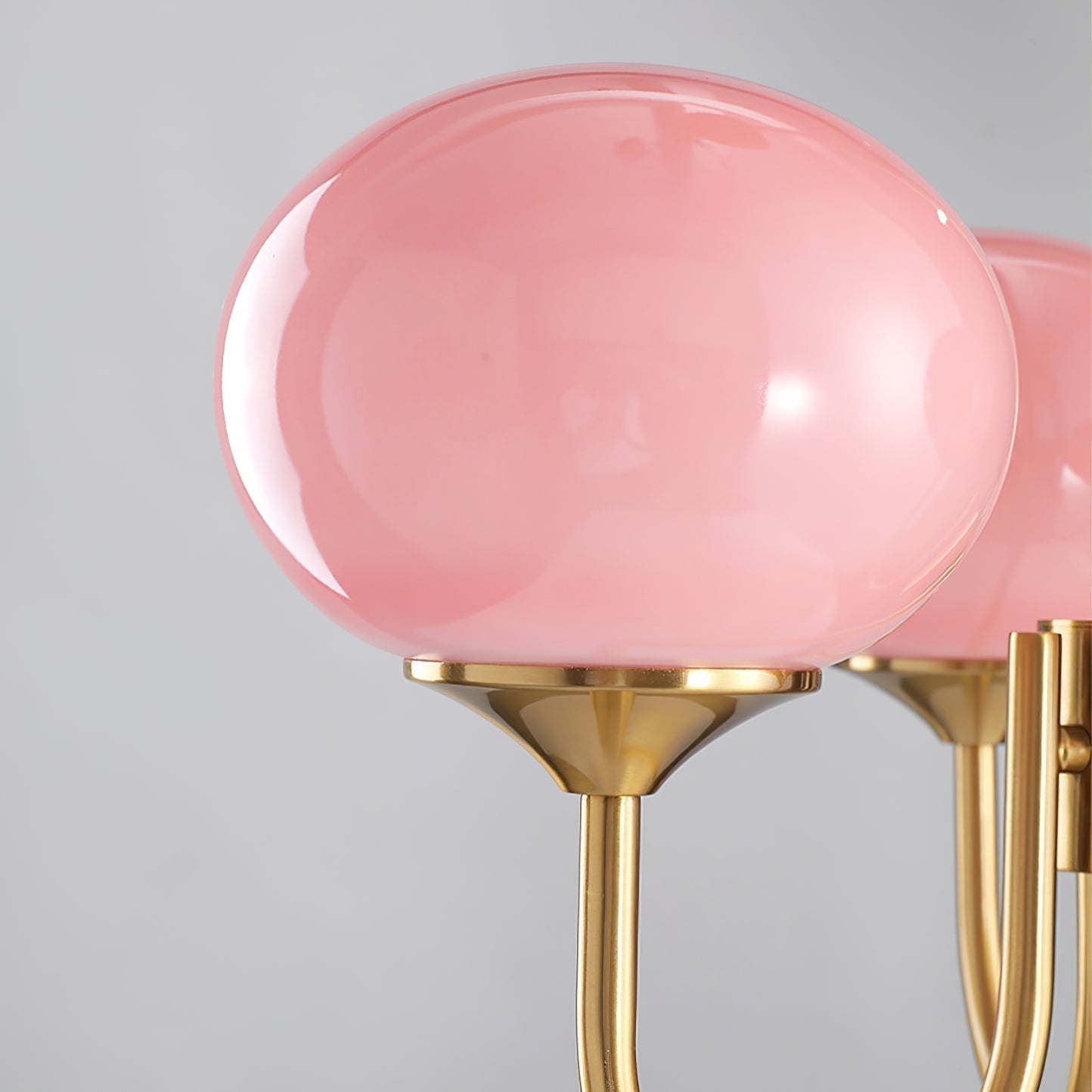 Alora Glass Chandelier, Pale Pink Shades, Copper or Chrome, 3 or 5 Lights