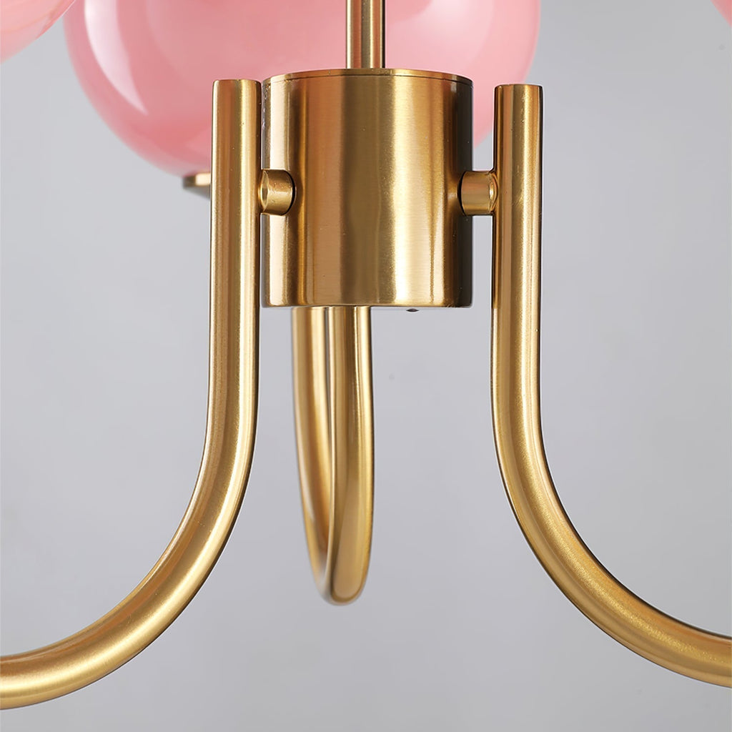 Alora Glass Chandelier, Pale Pink Shades, Copper or Chrome, 3 or 5 Lights