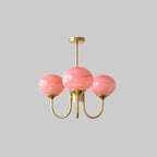 Alora Glass Chandelier, Pale Pink Shades, Copper or Chrome, 3 or 5 Lights