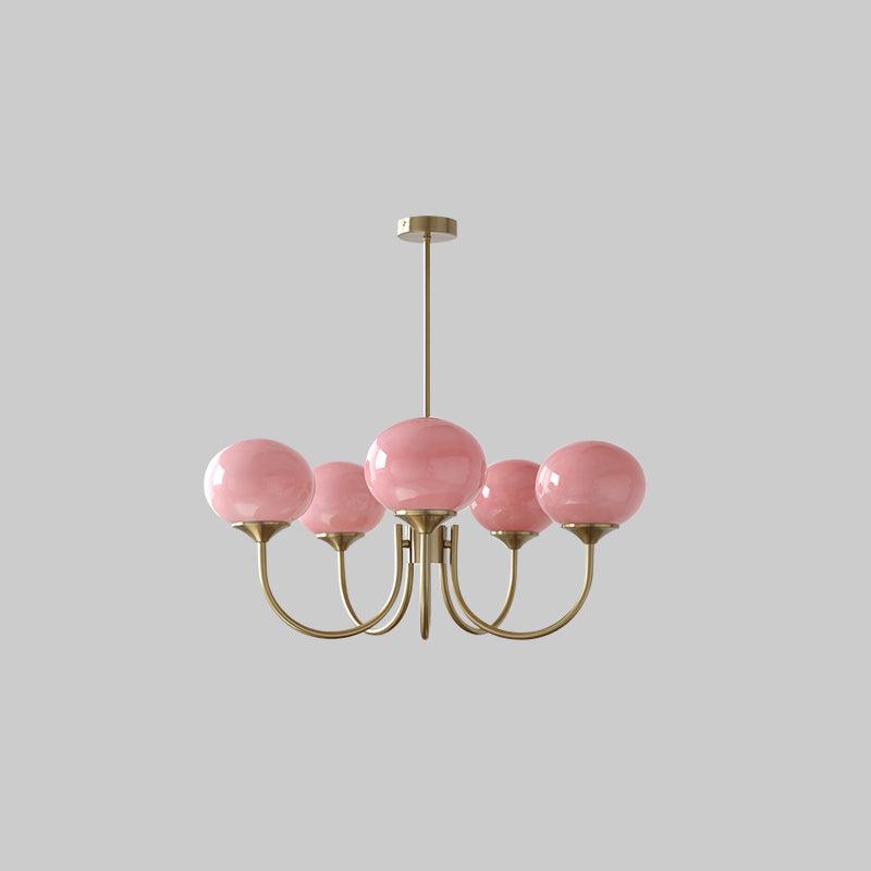Alora Glass Chandelier, Pale Pink Shades, Copper or Chrome, 3 or 5 Lights