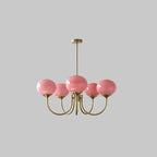 Alora Glass Chandelier, Pale Pink Shades, Copper or Chrome, 3 or 5 Lights