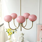 Alora Glass Chandelier, Pale Pink Shades, Copper or Chrome, 3 or 5 Lights