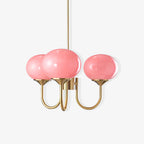 Alora Glass Chandelier, Pale Pink Shades, Copper or Chrome, 3 or 5 Lights