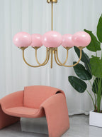 Alora Glass Chandelier, Pale Pink Shades, Copper or Chrome, 3 or 5 Lights