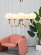 Alora Glass Chandelier, Pale Pink Shades, Copper or Chrome, 3 or 5 Lights