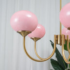 Alora Glass Chandelier, Pale Pink Shades, Copper or Chrome, 3 or 5 Lights