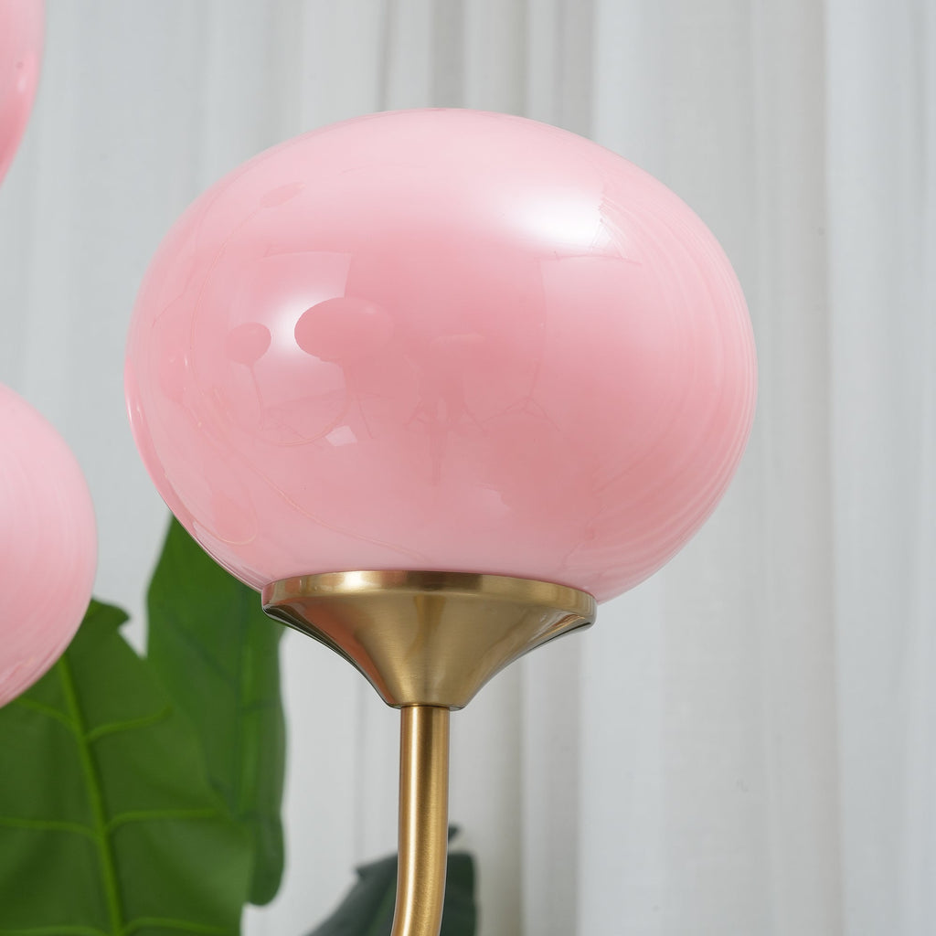 Alora Glass Chandelier, Pale Pink Shades, Copper or Chrome, 3 or 5 Lights