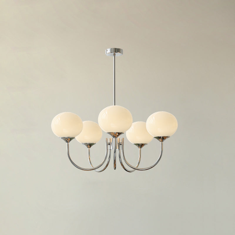 Alora Glass Chandelier, Pale Pink Shades, Copper or Chrome, 3 or 5 Lights