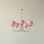 Alora Glass Chandelier, Pale Pink Shades, Copper or Chrome, 3 or 5 Lights