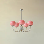 Alora Glass Chandelier, Pale Pink Shades, Copper or Chrome, 3 or 5 Lights