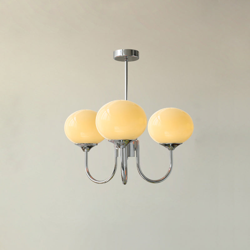 Alora Glass Chandelier, Pale Pink Shades, Copper or Chrome, 3 or 5 Lights