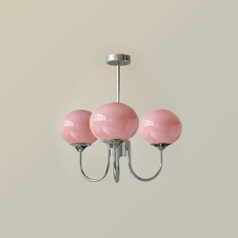 Alora Glass Chandelier, Pale Pink Shades, Copper or Chrome, 3 or 5 Lights