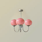 Alora Glass Chandelier, Pale Pink Shades, Copper or Chrome, 3 or 5 Lights