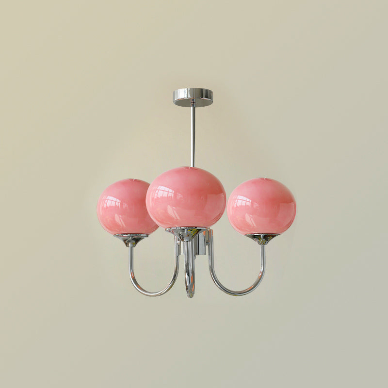 Alora Glass Chandelier, Pale Pink Shades, Copper or Chrome, 3 or 5 Lights