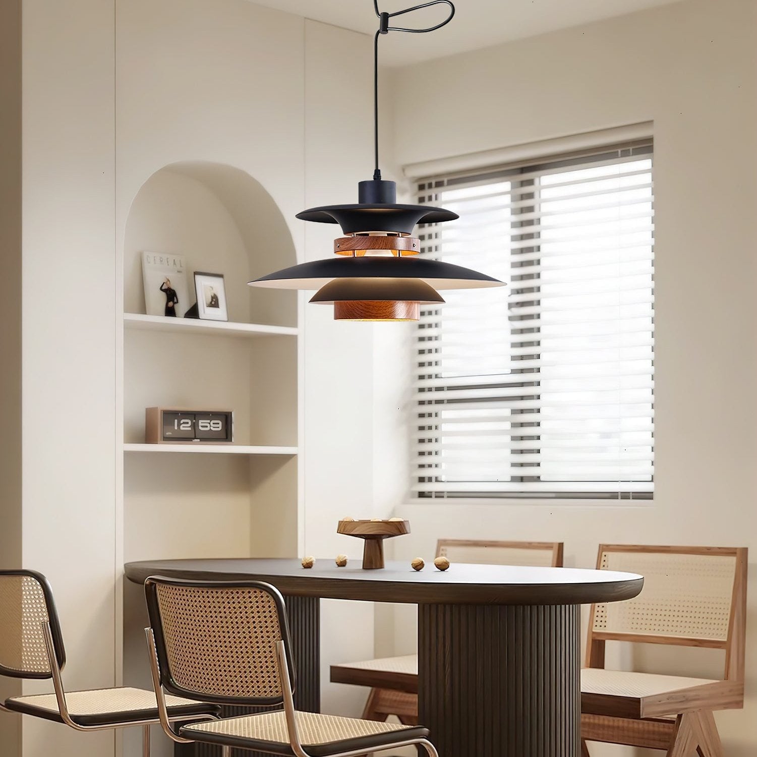Solva hanglamp met draaibare pendels, Scandinavische stijl, ontwerp met vier kappen