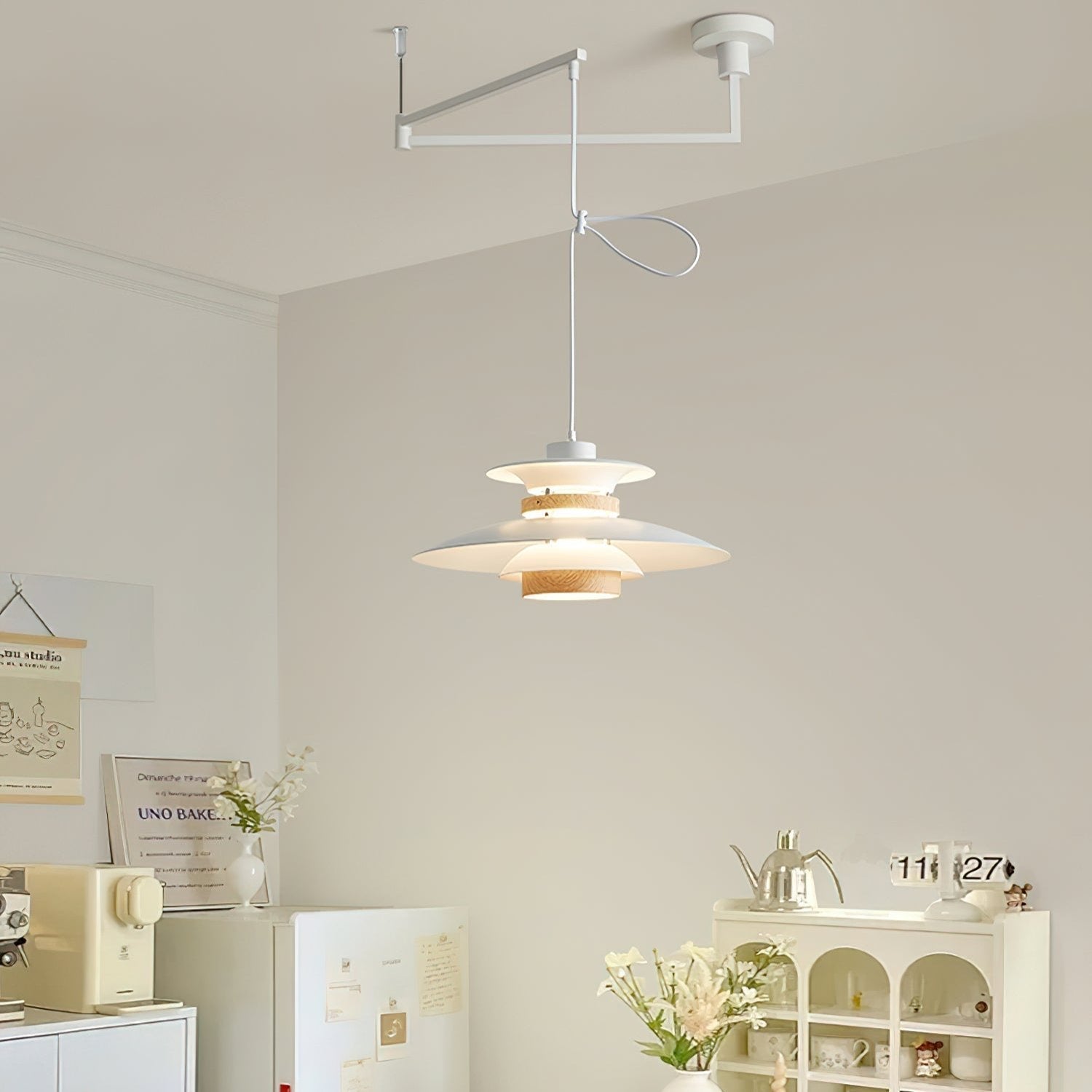 Solva hanglamp met draaibare pendels, Scandinavische stijl, ontwerp met vier kappen