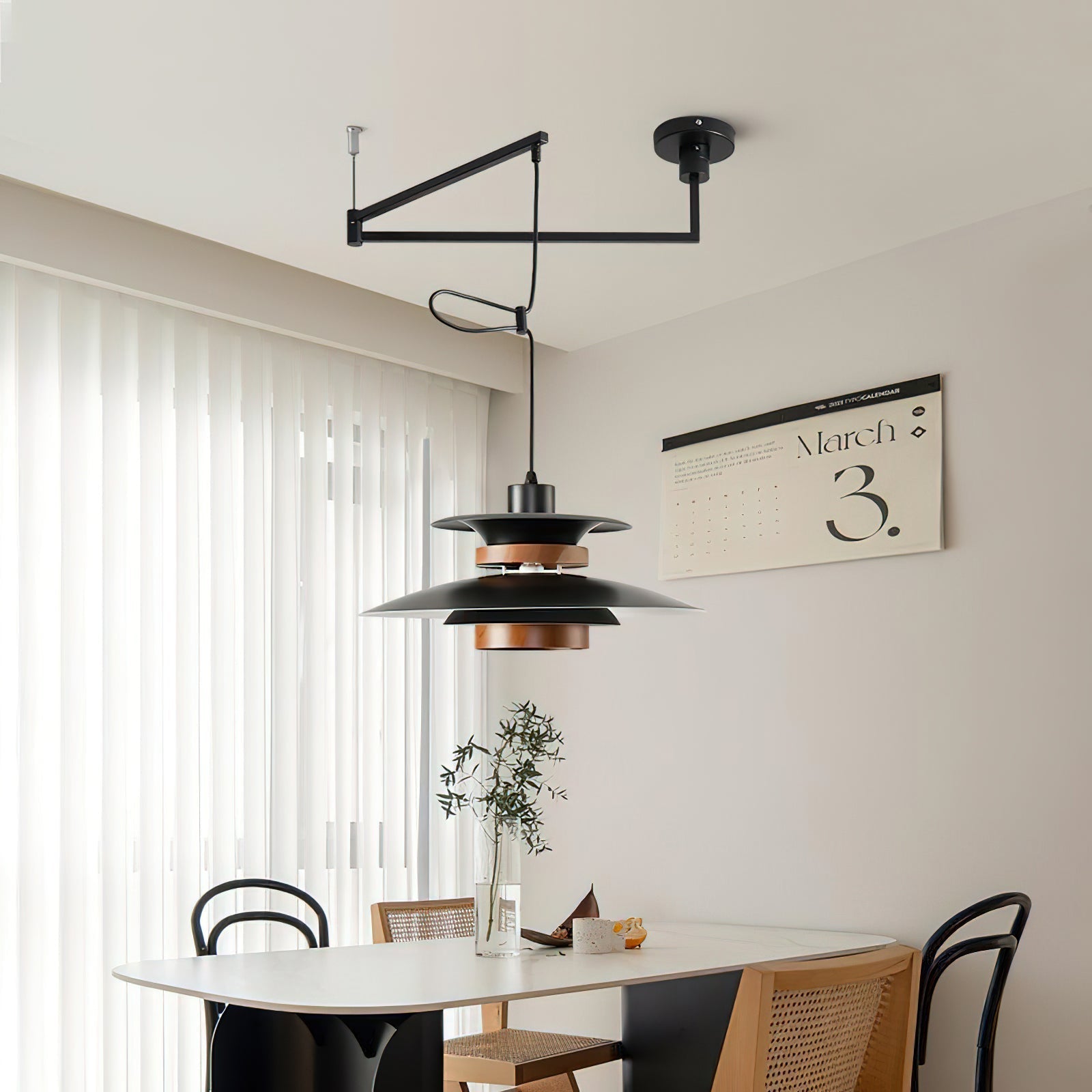 Solva hanglamp met draaibare pendels, Scandinavische stijl, ontwerp met vier kappen