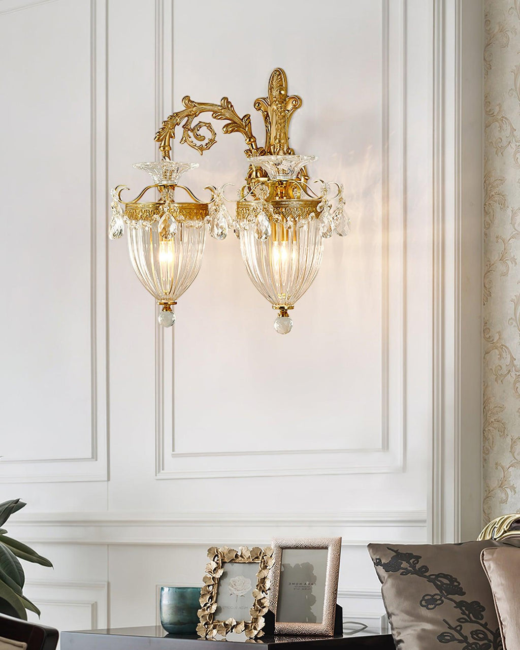 Elosia Gouden Dubbele Wandlamp | Fioriscas
