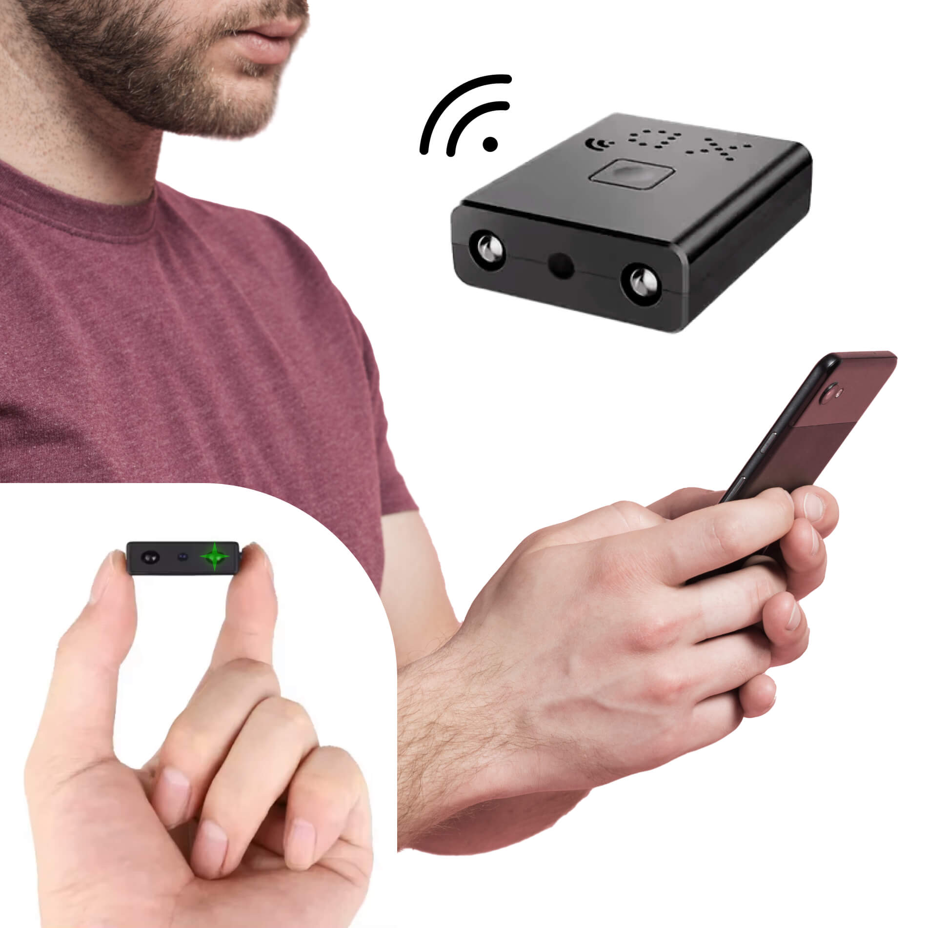 Mini 1080p-valvontakamera yönäöllä ja sisäänrakennetulla mikrofonilla