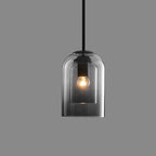 Asteria Duo-hanglamp van gelaagd glas, rookgrijs en roestkleurig