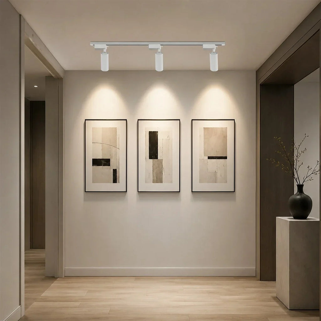 Slim Black Track Lighting With Adjustable Cylinder Heads For Accent And Task Lighting