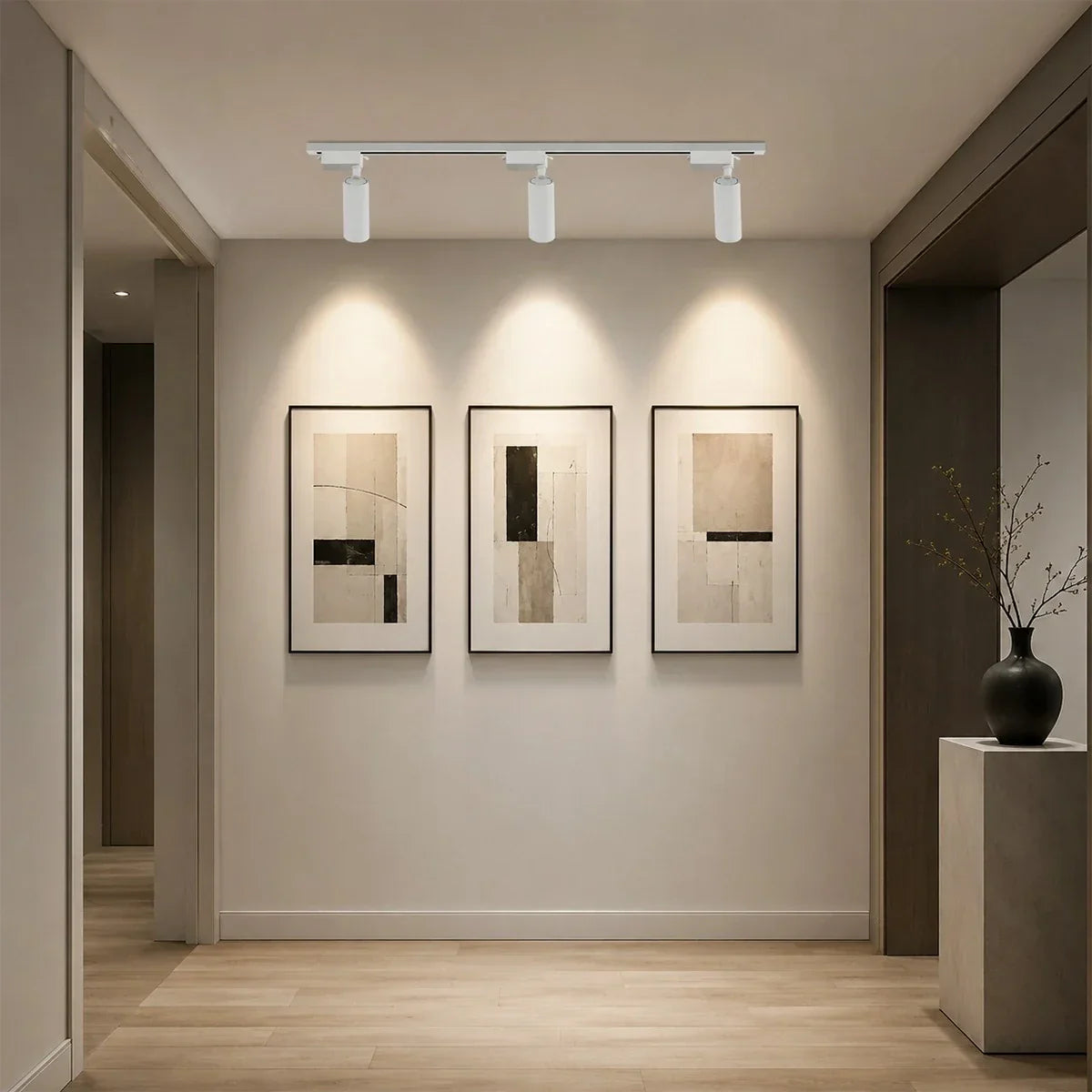 Slim Black Track Lighting With Adjustable Cylinder Heads For Accent And Task Lighting