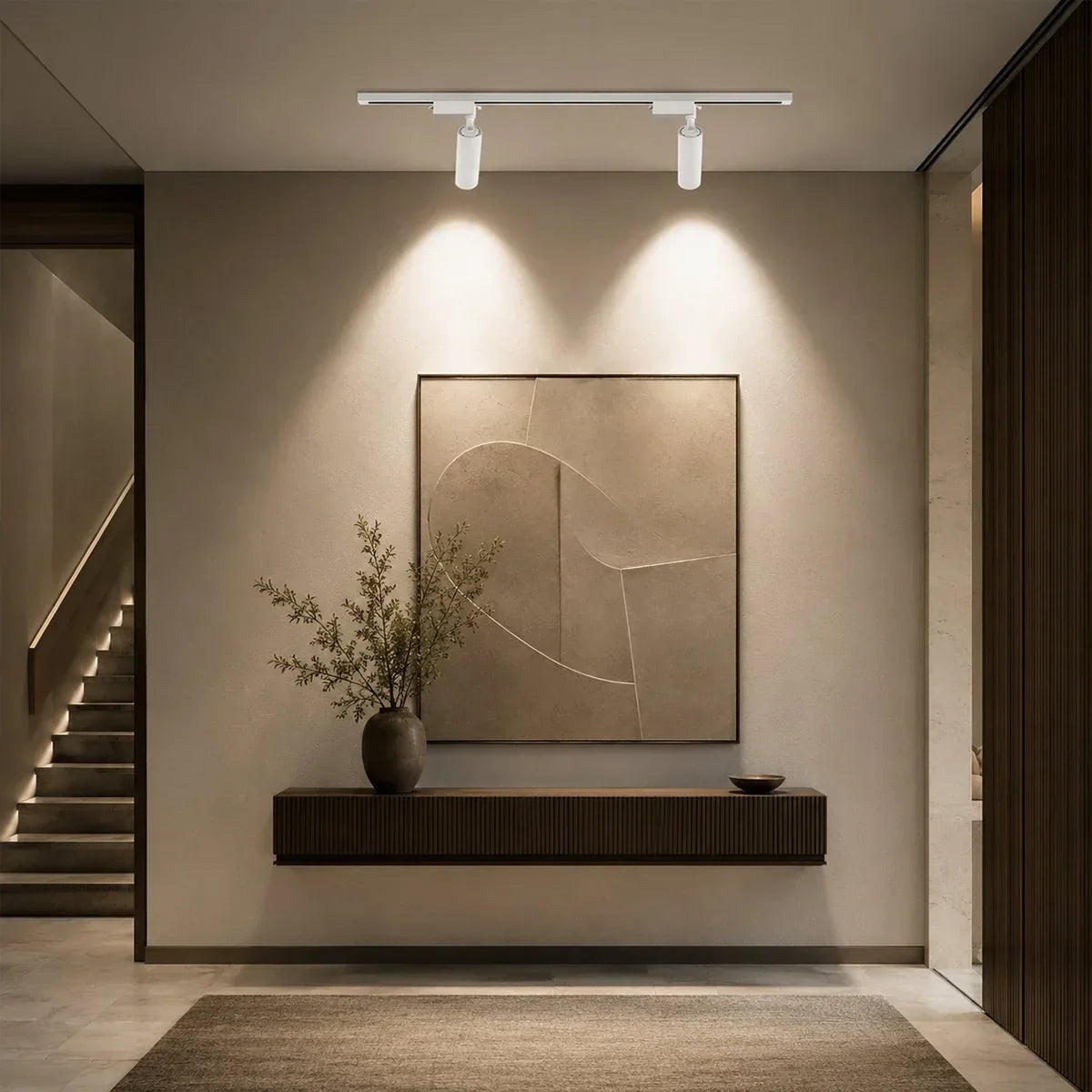 Slim Black Track Lighting With Adjustable Cylinder Heads For Accent And Task Lighting