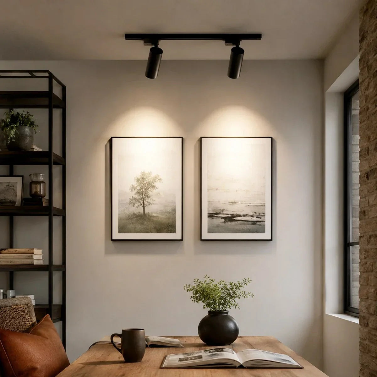 Slim Black Track Lighting With Adjustable Cylinder Heads For Accent And Task Lighting
