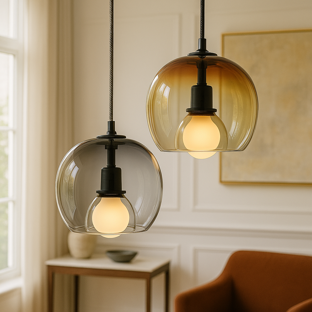 LumaNest-glaspendel, kompatibel med LED- og Edison-pærer, 3 overfladebehandlinger