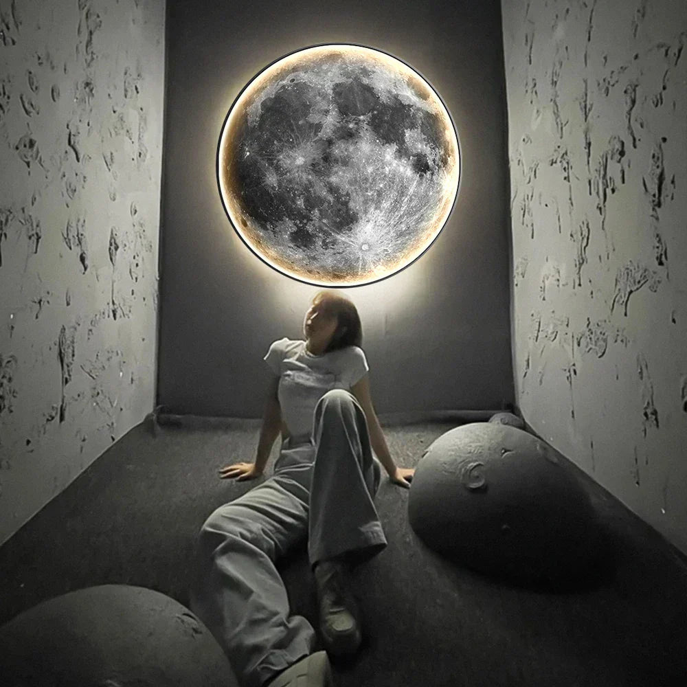 Dimmable LED Moon & Earth Wall Lamp, Calming Bedroom Glow
