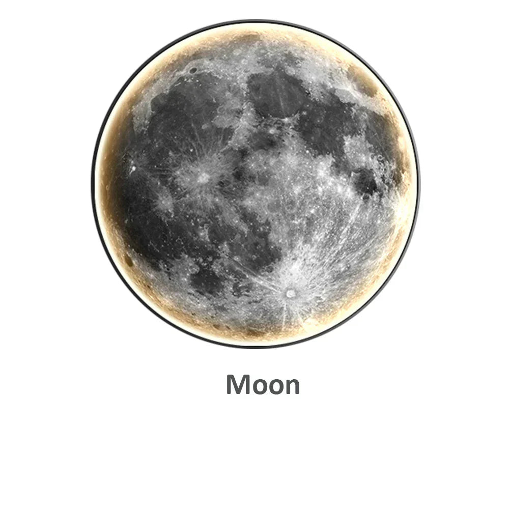 Dimmable LED Moon & Earth Wall Lamp, Calming Bedroom Glow