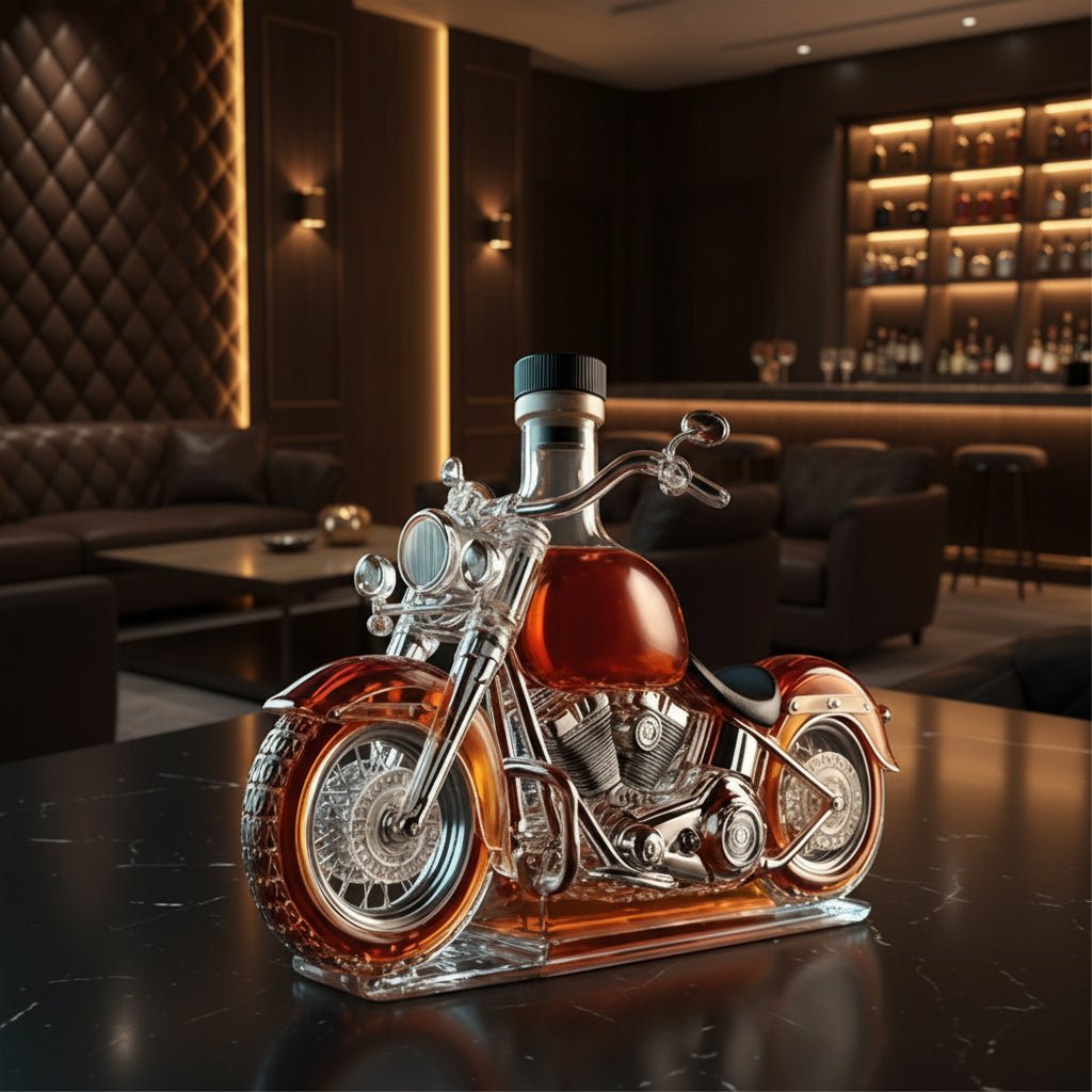 Motorcycle Engine Whiskey Decanter, V-Twin Design For The Bar
