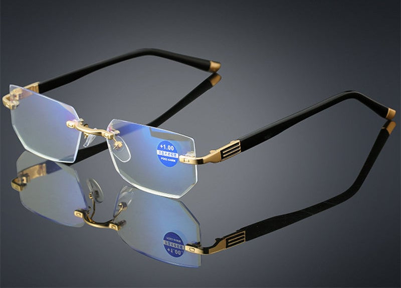 VisionPlus multifokala läsglasögon med kantlös design och blåljusfilter för skärmar | Fioriscas