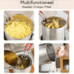 Stainless steel deep fryer with anti-scald handle & oil-saving design - Fioriscas
