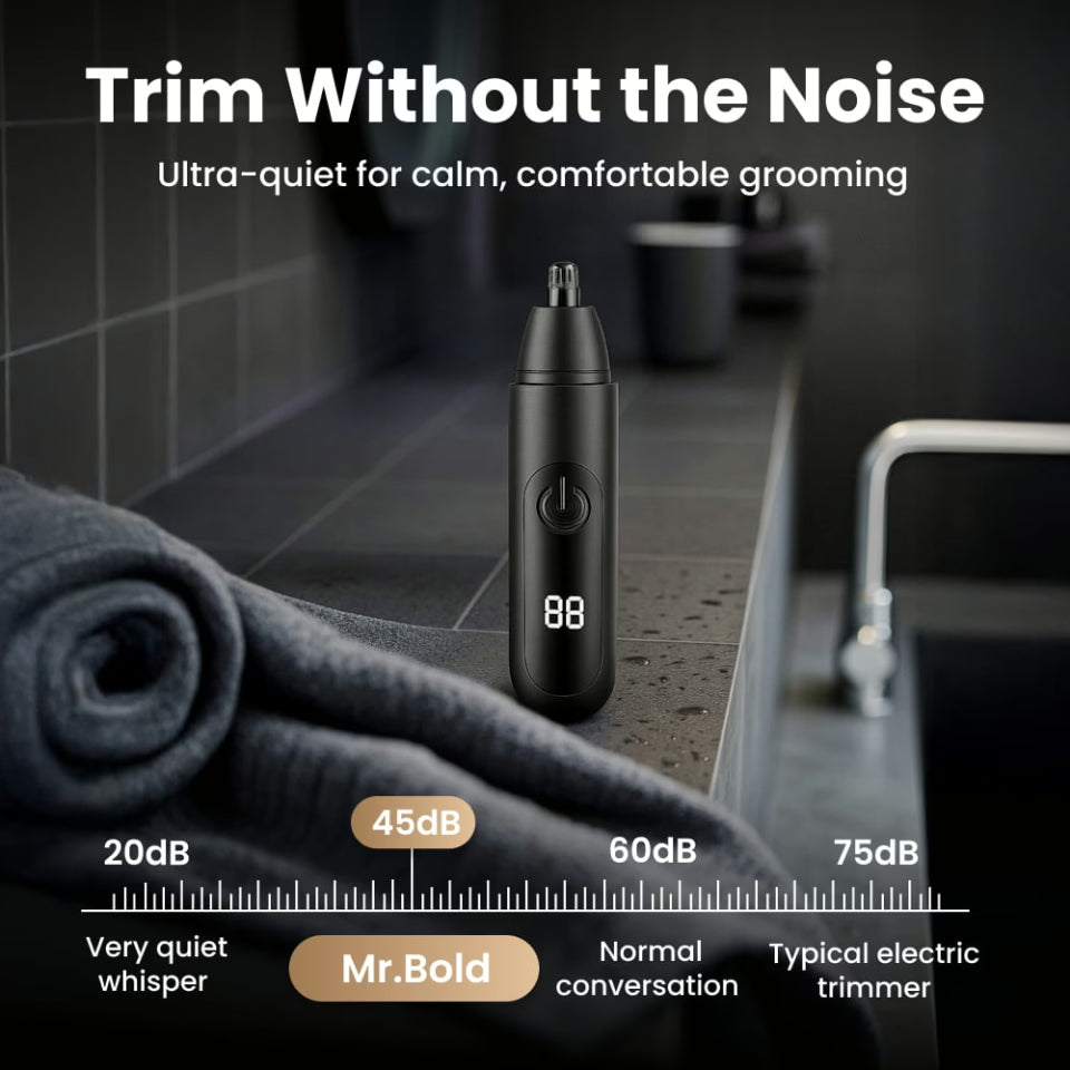 USB-C Rechargeable Nose & Ear Hair Trimmer, Waterproof & Quiet