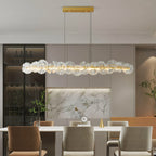 Petal Glass Chandelier With Sculpted Iron Frame Diffused Glow For Elegant Interiors