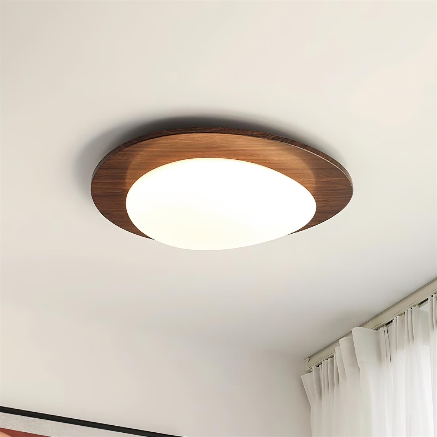 Plafondlamp Hout en Ovale Kap Minimalistisch Natuurlijk | Fioriscas