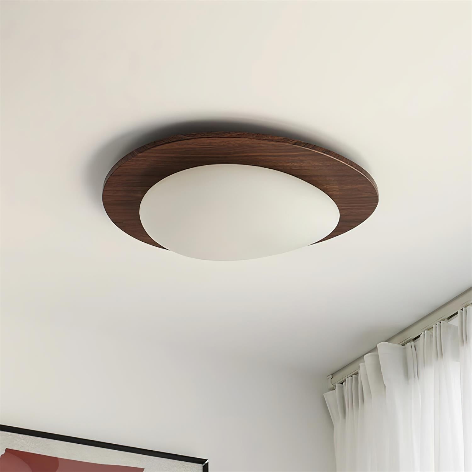 Plafondlamp Hout en Ovale Kap Minimalistisch Natuurlijk | Fioriscas