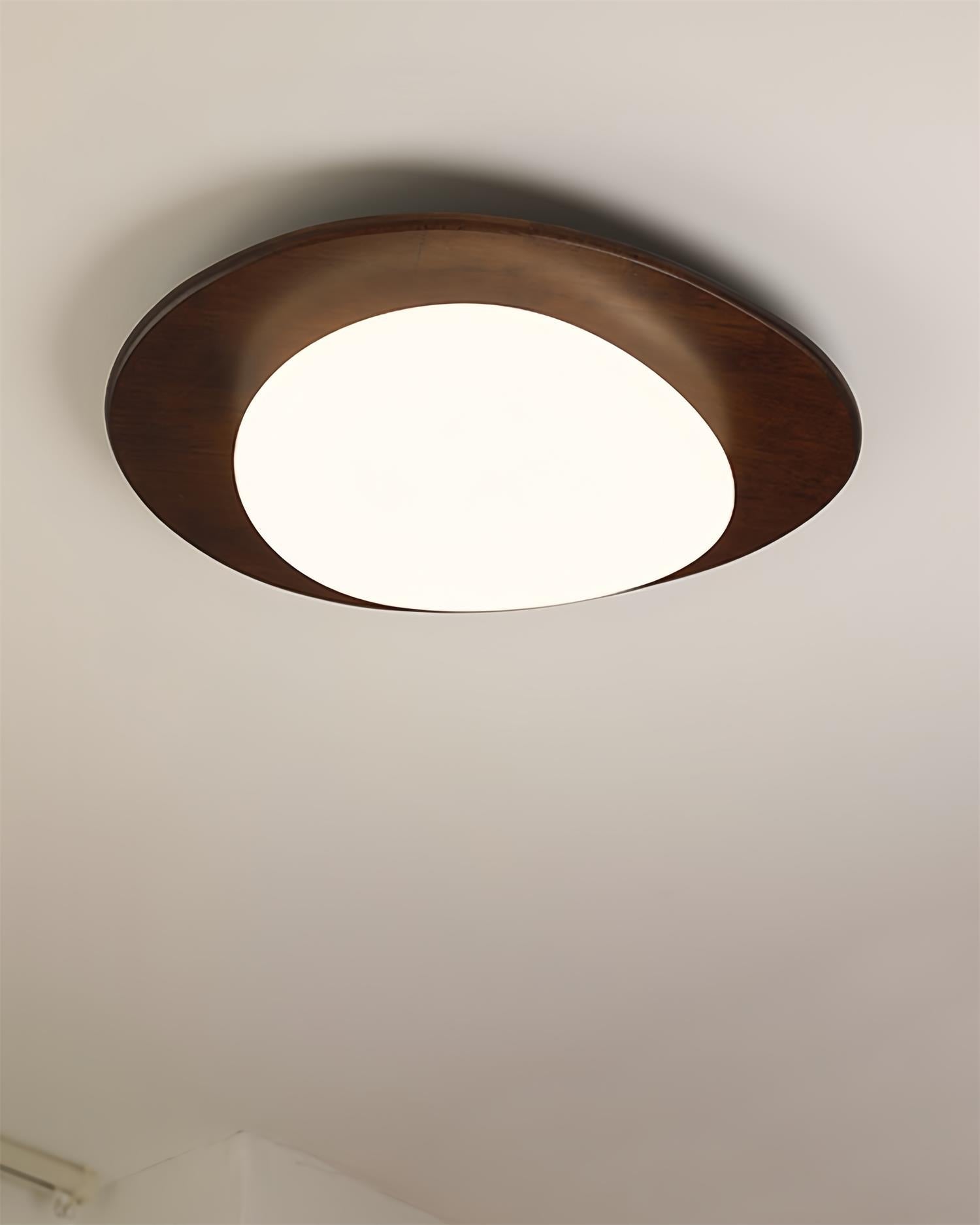 Plafondlamp Hout en Ovale Kap Minimalistisch Natuurlijk | Fioriscas