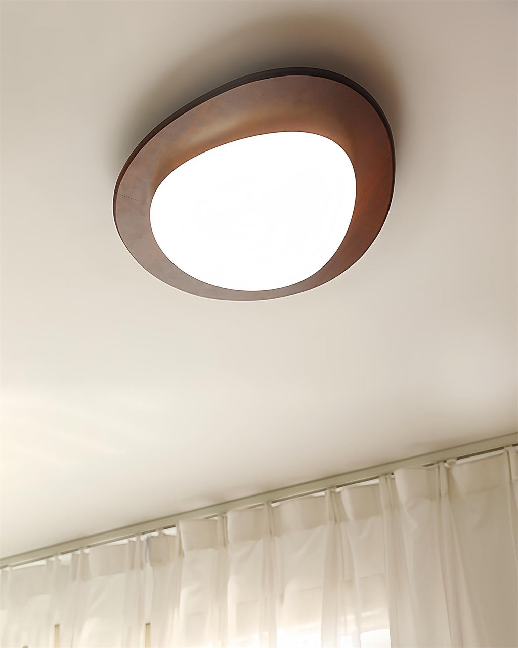 Plafondlamp Hout en Ovale Kap Minimalistisch Natuurlijk | Fioriscas