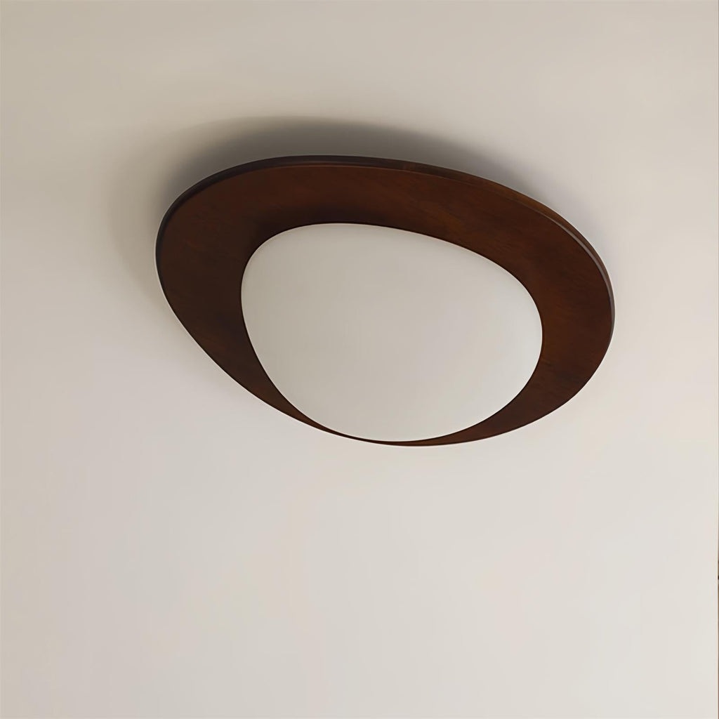 Plafondlamp Hout en Ovale Kap Minimalistisch Natuurlijk | Fioriscas